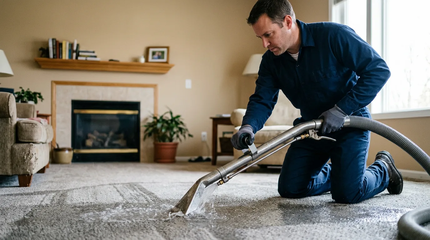 Water damage restoration technician working near Depew, OK